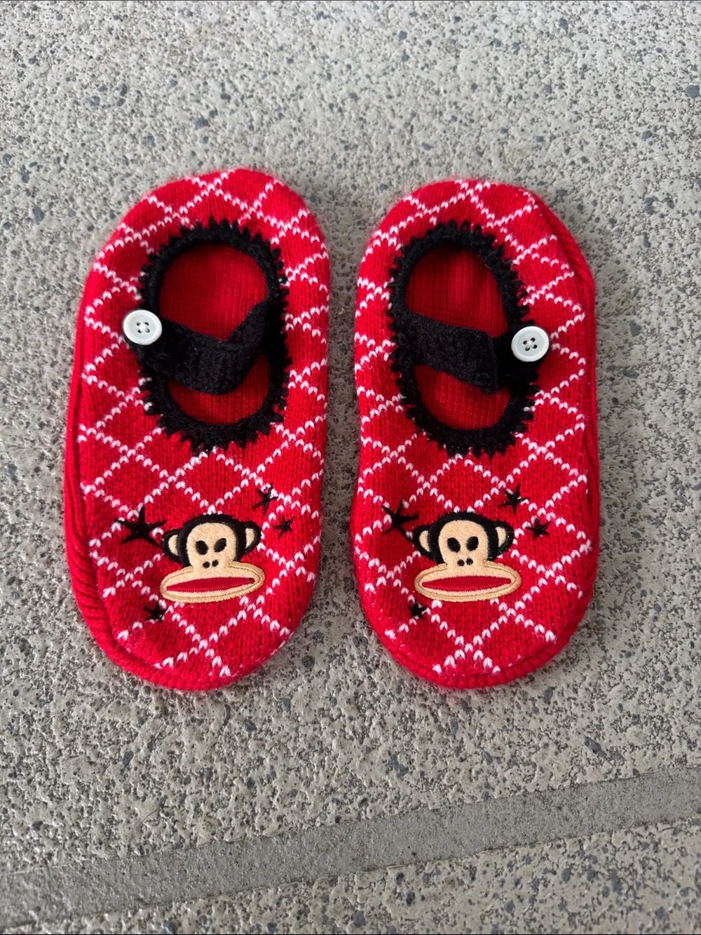 Vintage Y2K Paul Frank red embroidered logo knit Maryjane slipper socks small